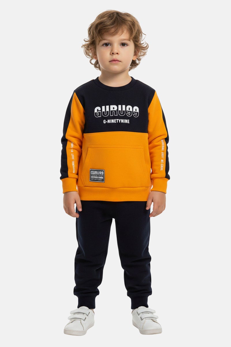 Guru 99 Toddlers Boy 2 Pieces Brand Logo Tracksuit, Multicolor - Image 1